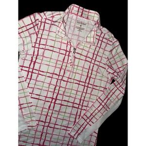 SanSoleil Shirt Women M‎  1/4 Zip Breathable UPF Sun Protection Cordova Plaid